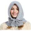 ACUSHLA Sciarpa con cappuccio in 100% lana merino per donne e uomini, calda sciarpa invernale lavorata a maglia con cappuccio e set sciarpa e cappello in uno, Grigio chiaro, One Size