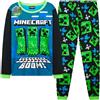 Get Trend Minecraft Pigiama Bambino Set, Lungo Pigiami Bambini Adolescenti Creeper Abbigliamento da Casa, Regalo Ragazzo (11-12 Anni, Blue/Verde Minecraft)