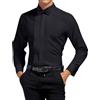 Generisch Camicia da abito smoking Camicie da uomo Collo con pattina Camicia con papillon Camicia a punta Business Camicia a maniche lunghe Camicia casual Camicia Slim Fit Camicia da sposa, Nero , M