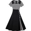 VERNASSA Vestito Anni '50 Donna Cocktail Floreale Abito Cerimonia in Cotone A-Line Stile Vintage Anni'50 Abito，Taglie Forti S-4XL