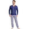 Leedya Pigiama Uomo Lungo in Cotone Jersey 100% Pettinato - Stile e Comfort in Ogni Dettaglio - Pigiama Leggero per Le Notti Estive - Polsini No Stress