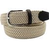 ESPERANTO Cintura elastica intrecciata finiture in Cuoio e Fibbia Nichel Free -3,5 cm (Ecrù, Taglia 44 - Girovita 85 cm)