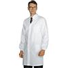 Ristohouse Camice Camice Bianco da Laboratorio in 100% Cotone con Clip Antipanico - Marca Italiana Modello Unisex, Elastici ai Polsi, Tre Tasche INTERNE + Occhiali CEE/Ricamo