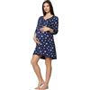 Be Mammy Camicia da Notte Premaman Funzione Allattamento BE20-176 (Navy Stelle Blu, S)