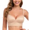 Lemorosy - Reggiseno Donna Basic Push Up Senza Ferretto e Imbottito con Profondo Scollo a V Bustino (Beige3D)