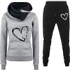 Generico Tuta Donna Completa Elegante Comoda Set di Abbigliamento Sportivo Completo Palestra Casual Maniche Lunghe Felpa con Cappuccio e Pantaloni Jogging Tuta Sportiva Set da Casa Autunno Invernale Tracksuit