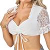 DGSHIRLDJO Camicetta Dirndl Donna Bianca, Manica Corta, Scollo Floreale, Coulisse Pizzo, S, Regular, Bianco