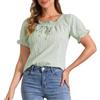 Allegra K Camicetta Scozzese a Quadretti per Top da Donna con Maniche a Sbuffo e Collo Rotondo con Volant Verde M
