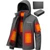Brimekey Giacca Riscaldata Uomo ad Interno in Fleece, Batteria HD 20000mAh 7.4V, 6 Zone Riscaldanti e 3 Temperature, Giacca Impermeabile Antivento per Sci