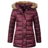 Geographical Norway Giacca invernale da donna, parka da donna, cappotto invernale, giacca da donna, giacca per attività all'aria aperta, calda pelliccia sintetica, foderata, D-458, rosso vinaccia, XL