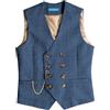 Solovedress Gilet da uomo vintage in lana vestibilità regolare gilet da completo gilet per matrimoni testimoni dello sposo, Azzurro, XL