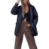 babao Giacca Blazer da Donna in Ecopelle Giacca Oversize in Pelle Blazesr Colletto con Bavero Cappotto in PU Capispalla da Donna