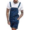 Generisch Salopette da uomo in jeans per il tempo libero, corto, abbigliamento da lavoro, pantaloni da lavoro, traspiranti, leggeri, con tasche, tuta estiva, tinta unita, comodi pantaloni cargo, Blu scuro, XXL