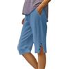 YuchiFa Bermuda da Donna, Lunghi Fino al Ginocchio, Pantaloncini Estivi Casual con Tasche,Ideali per l'uso Quotidiano (Blue,XL)