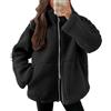 uxxnjfg Giubbotto Donna Invernale Fleece Elegante Felpa Pile Cappotto Donna Invernale Peluche Sci Giacca con Cappuccio Oversize Parka Cardigan con Tasche Outerwear(Nero,S)