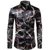 PARKLEES - Camicia da uomo casual di lusso con stampa, in raso satinato con bottoni per festa e matrimonio, XL