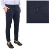 VEQUÈ Pantaloni Eleganti da Uomo Estivi Cotone Leggero Elasticizzato Microfantasia Chino Primavera Estate Pois Casual (IT, Numero, 54, Regular, Regular, Blu)