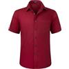 HISDERN Camicia Rosso a Maniche Corte da Uomo Abito vestibilità Regolare Camicia da Uomo Camicia Estiva Solida con Tasca sul Petto,4XL