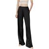 Kkaebi Pantaloni Di Satin Setosi Da Donna - Pantaloni A Gamba Larga Vita Alta Elastica Pantaloni Lunghi Fluidi Pantaloni Da Lounge Con Tasche (S,Nero)