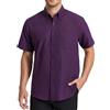HISDERN Camicia Uomo Maniche Corte Viola Scuro Oxford Button Down Camicie Uomo Estiva da Ufficio Manica Corta con Tasca vestibilità Regolare, 2XL