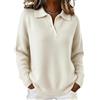 Generic Polo da donna classica con bottoni, tinta unita, maglione donna misto lana con scollo a V, maglia top autunno inverno