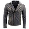 Infinity Leather Croce Nera Zip Brando Annata Pelle Chiodo Uomo