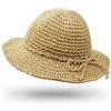 UltraKey Cappello di Paglia, Fatto a Mano Spiaggia Larga Cappello Pieghevole all'aperto Cappello da Spiaggia Copricapo per Adulti Bambini Uomo Donna Bambino Beige