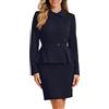 Allegra K Tailleur Donna Eleganti Peplo da Lavoro 2 Pezzi Set Gonna E Giacca Blazer da Ufficio Blu Navy L