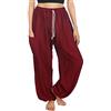Lofbaz Donna Coulisse Harem Solido Boemo Hippie Raion Pantaloni Borgoña 2XL