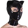 GREEFEI Cappuccio con Maschera da Gatto in Lattice Gomma per Cosplay con Orecchie,Cerniera Posteriore Accessori Fatta a Mano