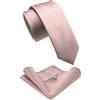 RBOCOTT Cravatta e fazzoletto quadrato da taschino da 6,1 cm, tinta unita, con fermacravatta da uomo (6 cm), Oro rosa, Taglia unica