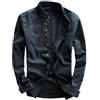 GUOCU Oversize Camicia Henley in Lino Tinta Unita Stile retrò Cinese da Uomo Collo alla Coreana Maglietta T-Shirt Leggera Aderente Casual Estiva Taglie Forti