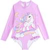 WYTbaby Costume da bagno intero per ragazze, a maniche lunghe, protezione UV, estivo, da spiaggia, per bambine dai 3 agli 8 anni