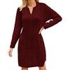 Duohropke Abito a maglia da donna, a maniche lunghe, con collo alto, abito invernale, a maglia, per l'inverno, caldo, mini abito lungo in lana, tinta unita, lunghezza al ginocchio, Colore: rosso, XXL
