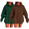 Generic Confezione da 2 felpe con cappuccio da donna a maniche lunghe, casual, con coulisse, tinta unita, comode felpe con tasche, vestibilità alla moda, tinta unita, tasca larga con cappuccio, bronzo, M