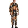 TZTTZT Set pigiama da uomo con stampa di cane, morbido pigiama a maniche lunghe da uomo con tasche, multicolore, XL