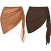 NJIEzhao Gonna Avvolgente Bikini Copricostume da Donna Estivo Corto Pareo Bagno Copricostume Spiaggia Bikini Avvolgente Gonna Trasparente Sciarpa in Chiffon(Brown Khaki-2Pcs)