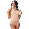 Evoni Body da donna, disponibile in diversi colori e taglie, con scollo rotondo, spalline larghe, chiusura con gancetto, ottima vestibilità e stile sportivo beige. L