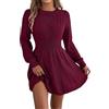 Duohropke Abito da donna, elegante, linea ad A, mini abito a tunica, caldo, comodo, morbido, maglione invernale, con scollo rotondo, per il tempo libero