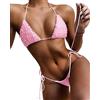JFAN Bikini di Perle Costume da Bagno Bikini Donna Mare Fascia Brasiliano Sexy Triangolo Halterneck Costume da Bagno da Donna in Pizzo， Rosso-S
