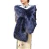 Inzegao Scialle da donna in finta pelliccia, per cocktail e tea party, abito da sera peloso invernale caldo stole coprispalle, Blu navy, Medium