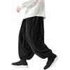 WAZHAKU Pantaloni harem da uomo Baggy Aladin, stile giapponese, per il tempo libero, da jogging, da uomo, pantaloni cinesi, pantaloni harem, pantaloni hippie yoga, palloncino Bloomer, casual