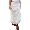 Owegvia Gonna da donna estiva bianca in pizzo maxi gonna a rete linea A lunga con fodera elegante gonna da spiaggia maxi per feste, T-white, L