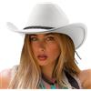 DRESHOW Cappello da Cowboy Donna Classico Cappello Western Retro a Tesa Larga con Fibbia e Cintura Cappelli Fedora in Feltro Arrotolati Unisex