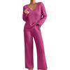 Generico Completo Maglia Donna Curvy Maglione E Pantaloni Gamba Larga Completi 2 Pezzi Casual Comode Completo Da Casa Invernale Elegante Tuta Due Pezzi Outfits Tute Sportiva Anziana Complete Moda Lavoro