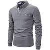 YCUEUST Cotton Lattice Polo Uomo Manica Lunga Basic Golf Casual T-Shirt Grigio L
