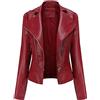 YOUCAI Chiodo Giacca in Pelle da Donna Giacca di Pelle con Borchie Giubbotto Biker in Ecopelle Giacca Motociclista con Cerniera Primavera Autunno Giubbino Corto in Finta Pelle Giubbotto Similpelle Rosso XL