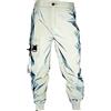 NewL Pantaloni Riflettenti da Uomo con Cerniera Laterale Traspirante ad Alta visibilità Pantaloni olografici Rave, Argento, L