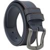 No Limits No Limtis Cintura Uomo in Vera Pelle con Doppia Cucitura, Alta 4 cm, Fibbia Nickel Free, Accorciabile, Con Scatola, Blu