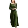 Foweknow Vestito medievale da donna, costume vichingo, a maniche lunghe, lunghezza del pavimento, vintage, a vita alta, per il tempo libero, Halloween, carnevale, cosplay, maxi abito da festa, verde